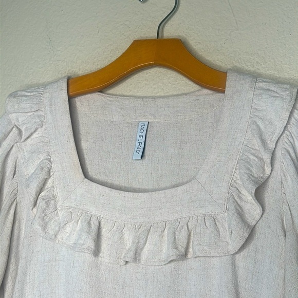 Rachel Pally Linen Dorothy Top Short Sleeve Ruffled Square Neck Top Size Small - Picture 8 of 11